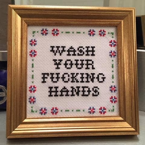Subversive Cross Stitch DIY Kit  - Wash Your F*cking Hands