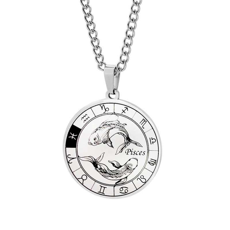 Unisex Horocope Round Pendant Necklace