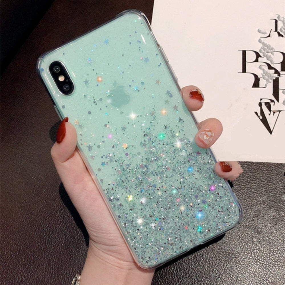 Clear Glitter & Sequins Case for iPhone