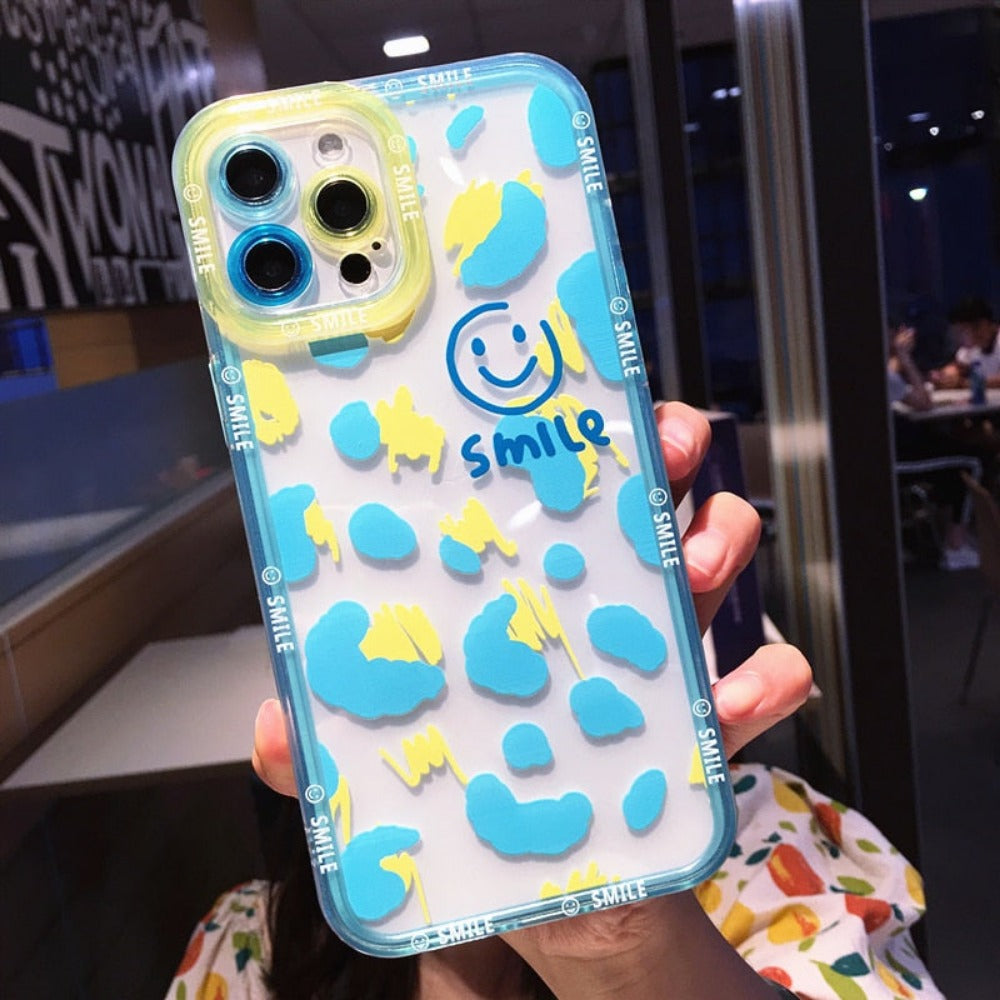 Splash Paint Cartoon Happy Smile Theme Case for iPhone