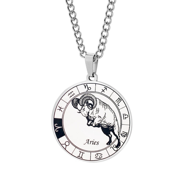 Unisex Horocope Round Pendant Necklace