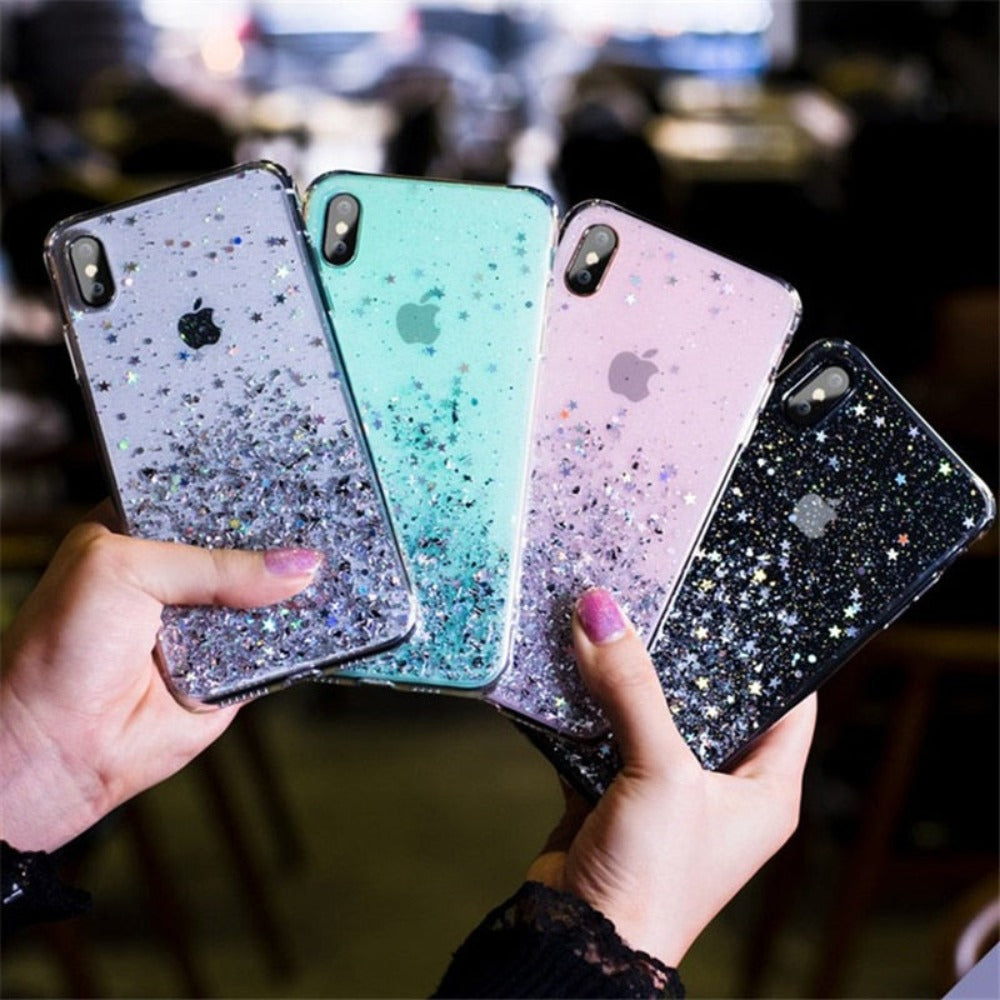 Clear Glitter & Sequins Case for iPhone