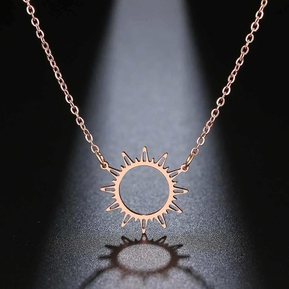 Open Sun Pendant Necklace