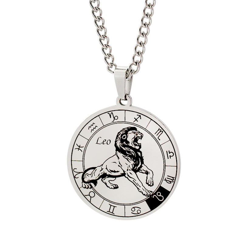 Unisex Horocope Round Pendant Necklace