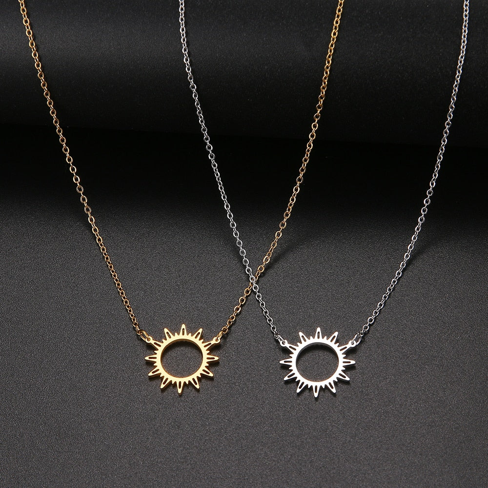 Open Sun Pendant Necklace