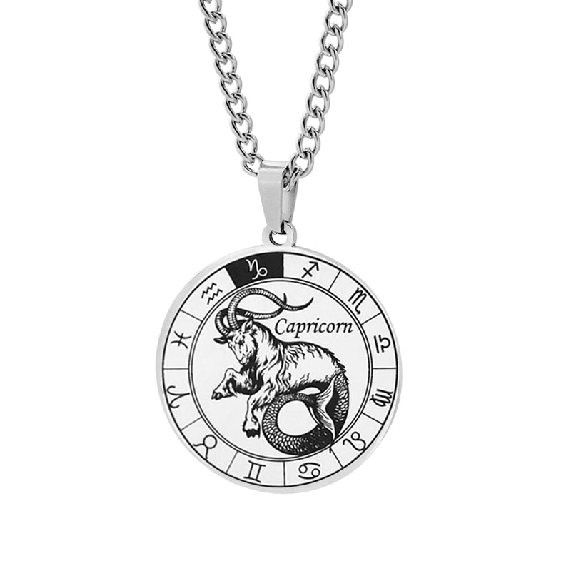 Unisex Horocope Round Pendant Necklace