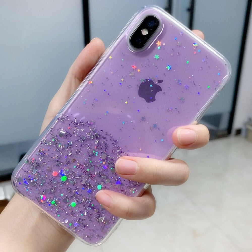 Clear Glitter & Sequins Case for iPhone