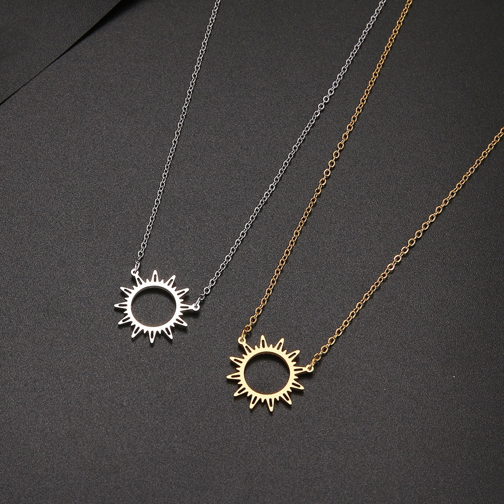 Open Sun Pendant Necklace