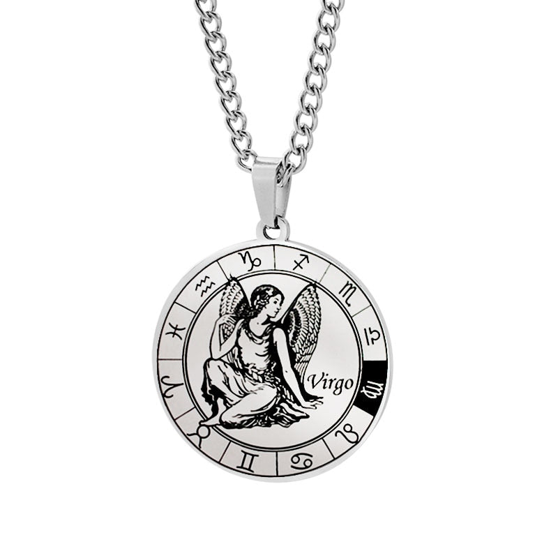 Unisex Horocope Round Pendant Necklace