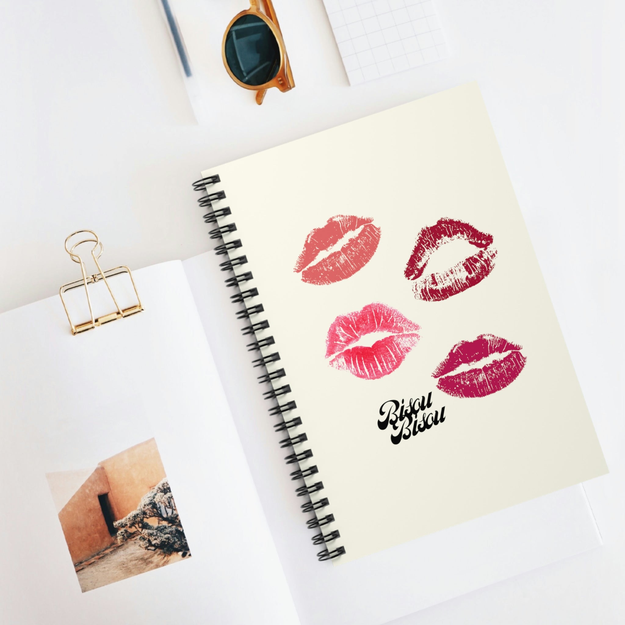 Bisou Bisou Kisses Spiral Notebook