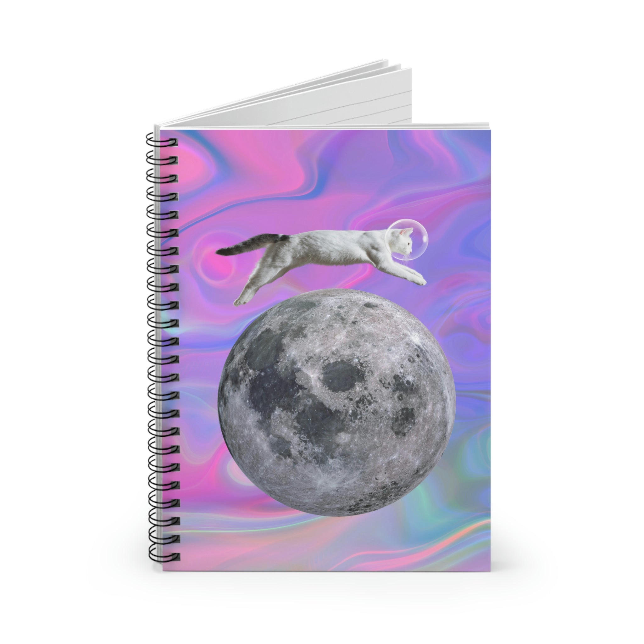 Astronaut Cat Jumping Over Moon Mouse Pad Spiral Notebook