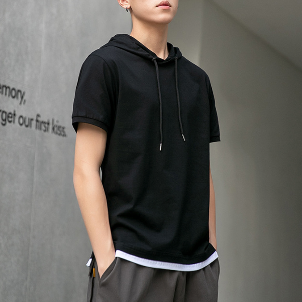 Mens Hooded Short Sleeve T-Shirt