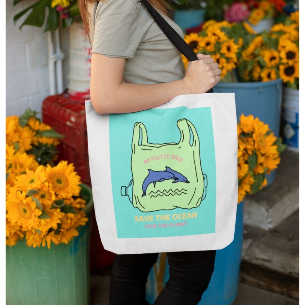 Save Earth Dolphins Edition Shopper Tote Bag Medium