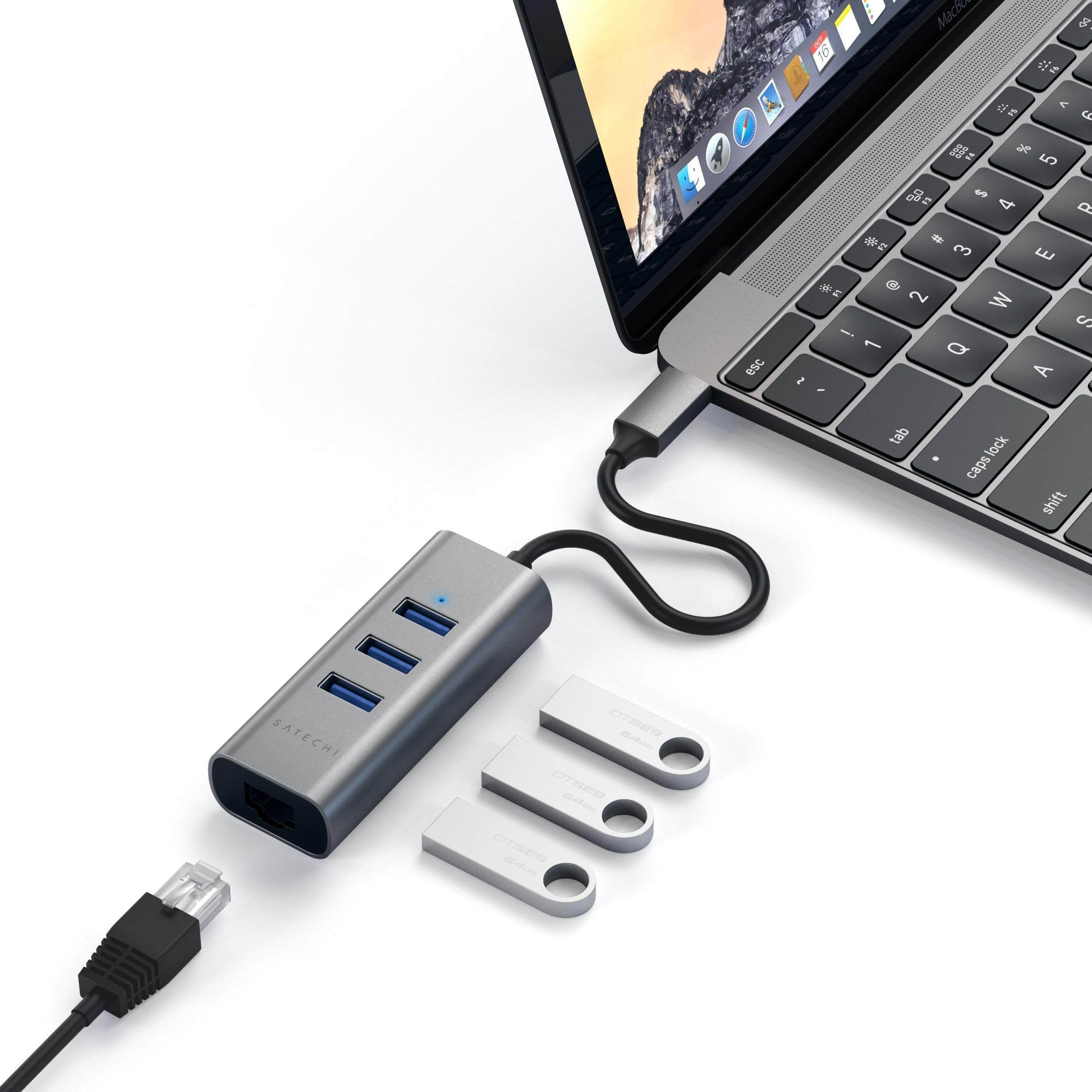 Type-C 2-in-1 USB Hub with Ethernet