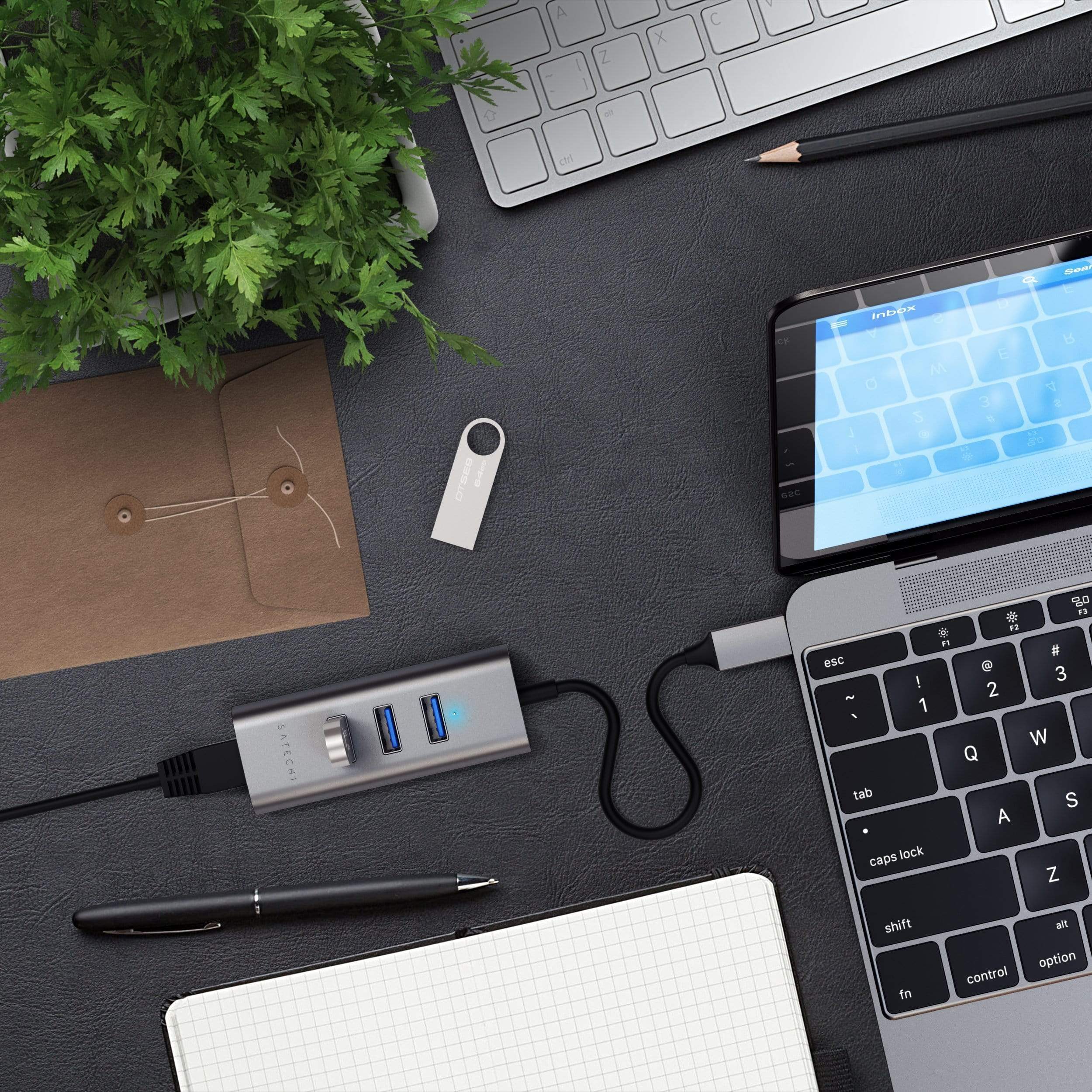 Type-C 2-in-1 USB Hub with Ethernet