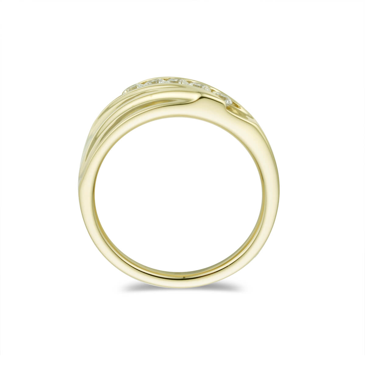 Genuine Gold Mens Five-stone Accented Wedding Band