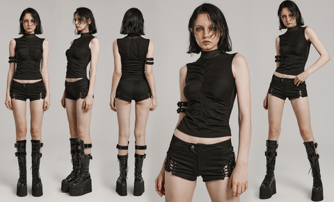 Women's Goth Mesh Slim Fitted Skeleton Tank Top