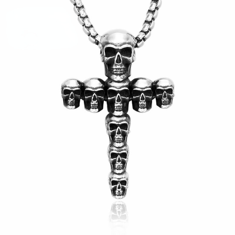 Men's Punk Skull Cross Necklace