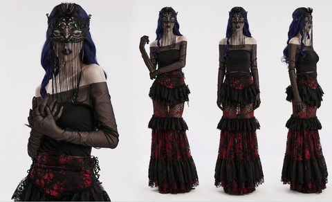 Women's Gothic Lace Tassels Mask