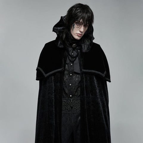 Men's Gothic Wizard Collar Velvet Cloak