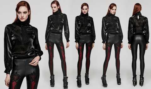 Women's Gothic Stand Collar Rose Shirt