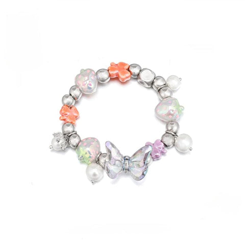 Women's Lolita Strawberry Butterfly Colorful Beaded Bracelet