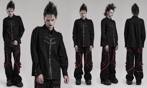 Men's Punk Cutout Splice Shirt