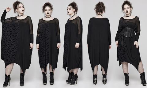 Women's Plus Size Gothic Bat Mesh Splice Dress