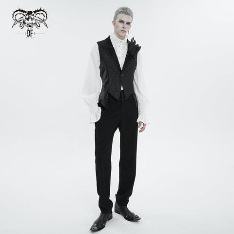 Men's Gothic Feather Swallow-tailed Waistcoat Black