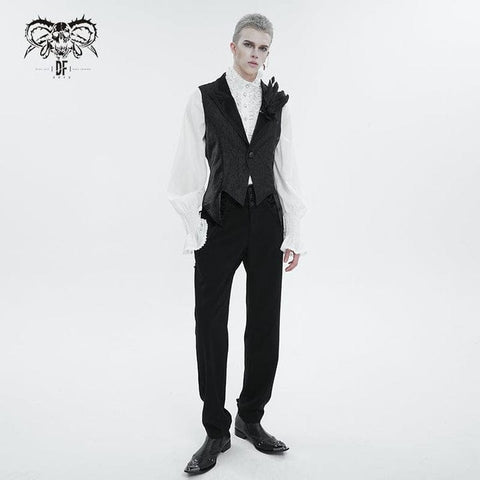 Men's Gothic Feather Swallow-tailed Waistcoat Black