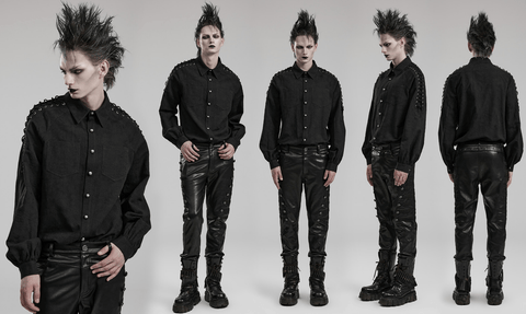 Men's Gothic Distressed Strappy Shirt