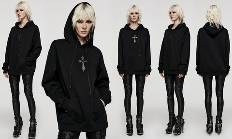 Women's Punk Cross Printed Hoodies