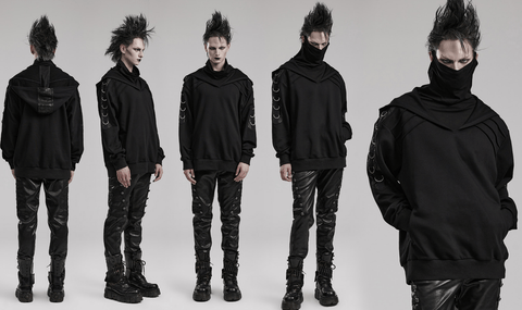 Men's Punk High Collar Loose Hoodies