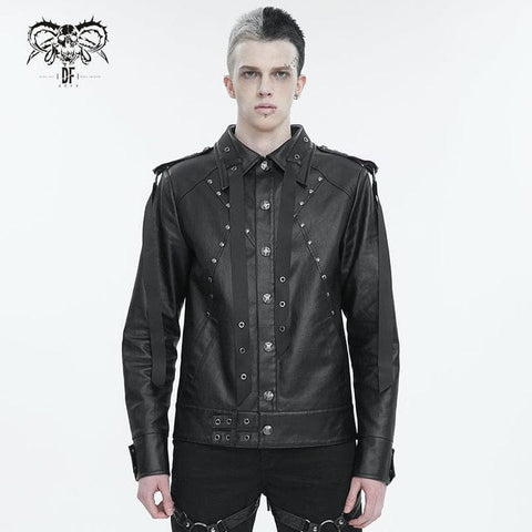 Men's Punk Studded Strap Jacket