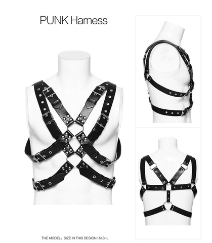 Men's Punk Crossed Faux Leather Harness