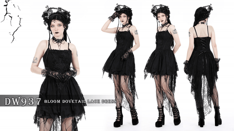 Robe gothique rose haute-basse pour femmes