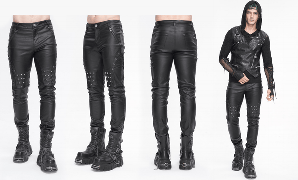 Men's Punk Studded Lace-up Pants