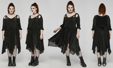 Women's Plus Size Gothic Irregular Cutout Party Dress