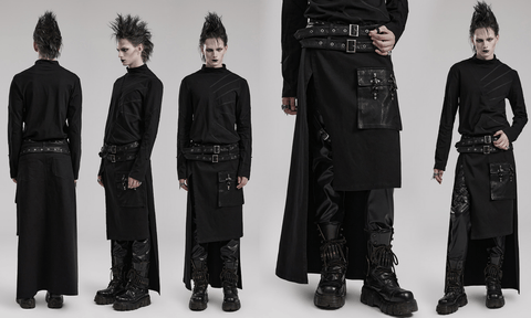 Kilt long asymétrique punk pour hommes