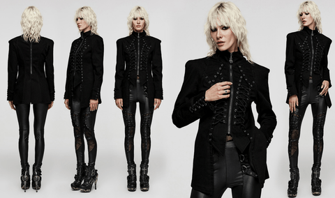 Women's Punk Stand Collar Irregular Coat