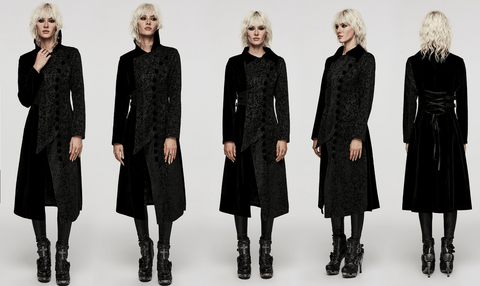 Women's Gothic Stand Collar Velvet Splice Coat