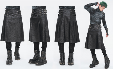 Men's Gothic Chain Multi-buckle Skirt