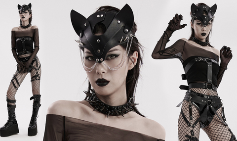 Women's Punk Fox Faux Leather Mask