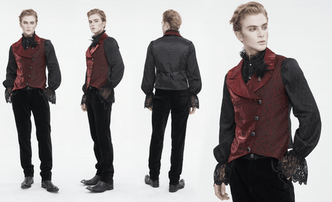 Men's Gothic Embossed Feather Waistcoat