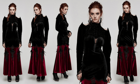 Women's Gothic Off Shoulder Lace-up Velvet Cape