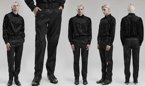 Men's Gothic Floral Jacquard Pants