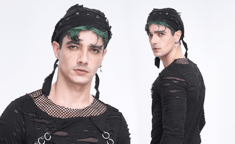 Men's Punk Eyelet Unedged Lace-up Beanie