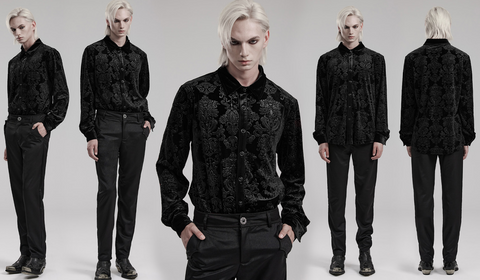 Men's Gothic Embossed Velvet Shirt
