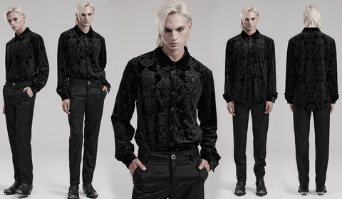 Men's Gothic Embossed Velvet Shirt