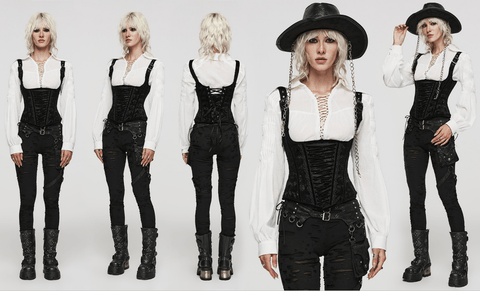 Women's Gothic Rose Cutout Lace-up Underbust Corset